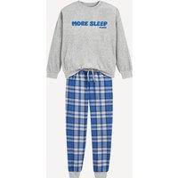 Pyjamas with Checked Trousers and Printed Slogan