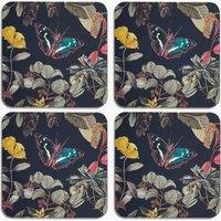 Set of 4 Midnight Floral Square Coasters
