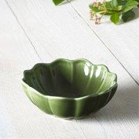 Set of 2 Small Scallopped Dip Bowls in Green