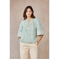 Embroidered Blouse with 3/4 Length Sleeves