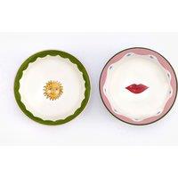 Set of 2 Electric Coast Sun & Lips Nibble Bowls