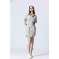 Short-Sleeved Striped Shirt Dress