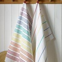 Set of 2 Colour Me Happy Tea Towels in Multi Coloured Stripes