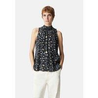 Sleeveless Blouse with High Neck, Graphic Print