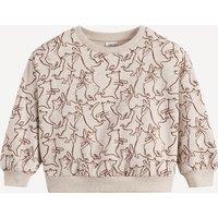 Bear Print Sweatshirt with Crew Neck