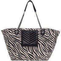 Canvas Tote Bag with Zebra Print and Leather, 1440 XL