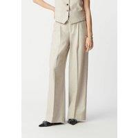 Pleated Wide Leg Trousers, Metallic Thread Stripes