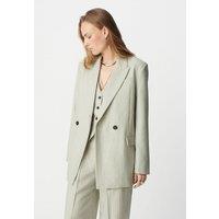 Fine Metallic Striped Double-Breasted Suit Jacket