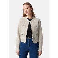 Tweed Style Short Jacket with Crew Neck