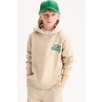 Fleece Hoodie with Slogan