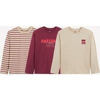 Pack of 3 Printed T-Shirts with Long Sleeves