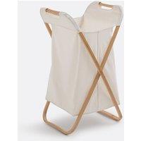 Foldable Laundry Basket, Canvas and Bamboo, Davio