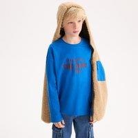 Slogan Print T-Shirt with Long Sleeves