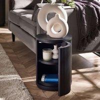 Lucien Fluted Wood Round Side Table with Hidden Storage