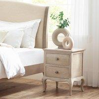 Ela French Antique Limed Oak 2 Drawer Bedside
