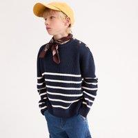 Striped Chunky Knit Jumper with Crew Neck