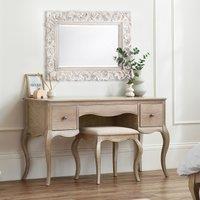 Ela French Antique Limed Oak Dressing Table and Linen Stool Set