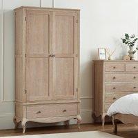 Ela French Antique Limed Oak Combination Wardrobe
