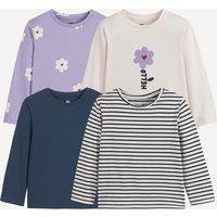 Pack of 4 T-Shirts with Crew Neck and Long Sleeves