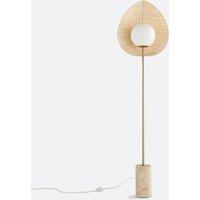Javana Opaline Floor Lamp in Rattan/Travertine