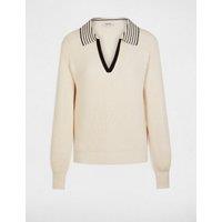 V-Neck Jumper with Lapel Collar