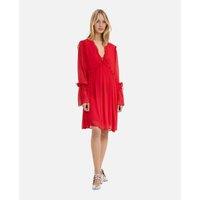 Mini V-Neck Flared Dress with Ruffles and Long Sleeves
