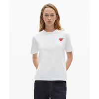 Crew Neck T-Shirt with Short Sleeves and Heart Print