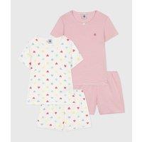 Pack of 2 Short Pyjamas in Striped and Heart Print Cotton