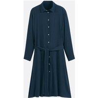 Crepe Mid-Length Shirt Dress with Long Sleeves