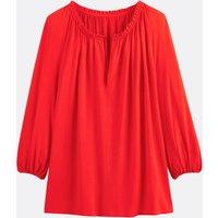 Crepon V-Neck Blouse with 3/4 Length Sleeves