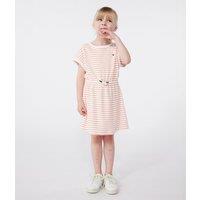 Striped Cotton Towelling Dress with Short Sleeves