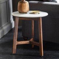 Dhuburi Marble & Walnut Rustic Side Table