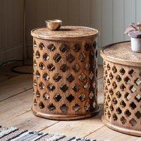 Ballari Fretwork Wood Side Table