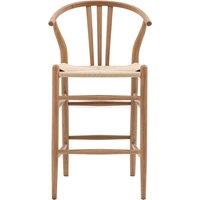 Lydden Wishbone Curved Bar Stool with Woven Seat (Set of 2)