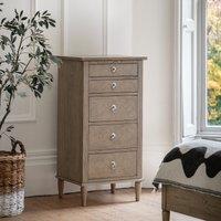 Nashik Ash Wood Parquet 5 Drawer Tallboy Chest