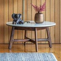 Dhuburi Marble & Walnut Rustic Coffee Table