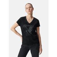 Slogan Print V-Neck T-Shirt with Short Sleeves