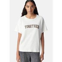 Slogan Print T-Shirt with Crew Neck and Short Sleeves