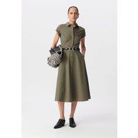 Short-Sleeved Mid-Length Shirt Dress