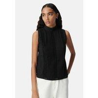 Sleeveless Pleated Blouse with High Neck