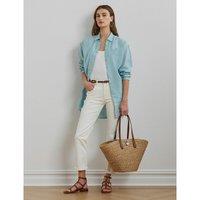 Tanner Large Tote Bag in Straw and Leather