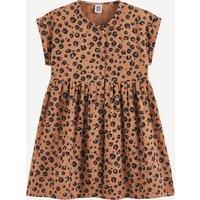 Leopard Print Sleeveless Dress in Cotton Muslin