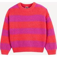 Striped Chunky Knit Jumper with Crew Neck