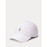 Baseball Cap with Logo in Striped Seersucker