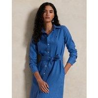 Linen Midi Shirt Dress with Long Sleeves