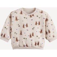 Fleece Crew Neck Sweatshirt with Animal Print