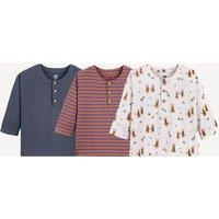 Pack of 3 Long Sleeve Grandad Collar T-Shirts