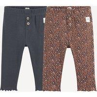 Pack of 2 Leggings in Ribbed Fabric