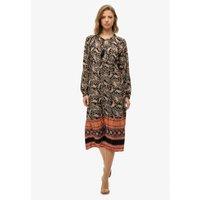 Printed Mid-Length Dress with Long Sleeves