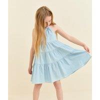 Denim Dress with Shoestring Straps